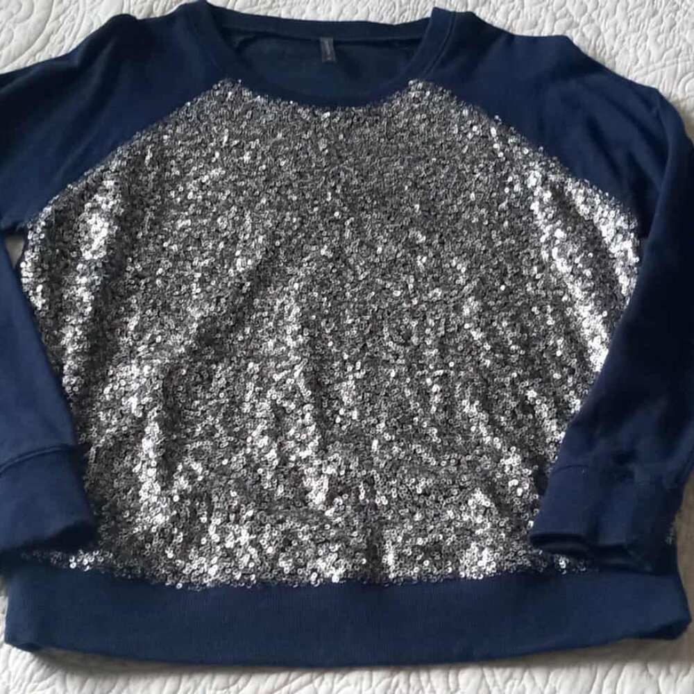 NAFNAF top with silver toned seqins - size M